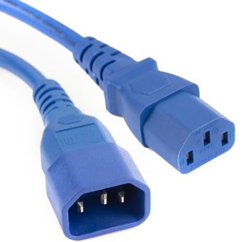 Image of kenable Power Extension Cable IEC C14 Male to C13 Female UPS Lead for PC Monitor Printer PDU 1m Blue