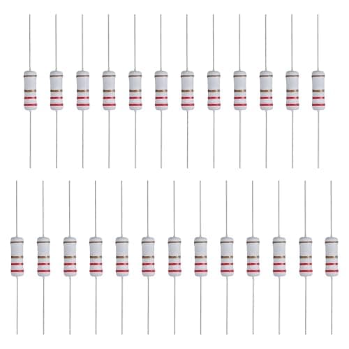 Image of sourcing map 25 Pcs 2.2 Ohm Resistor, 3 Watts 5% Tolerance Metal Oxide Film Resistor Axial Lead, Flame Proof for DIY Electronic Projects Circuits Experiments