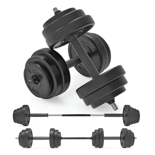 Image of Vinyl Dumbbell Set Adjustable Free Weights 10KG Set Weight Lifting for Home Gym Fitness Training Workout Exercise Equipment Bodybuilding Weight Plates 2 x Barbells 4 x Spin-lock Collars & Barbell Link