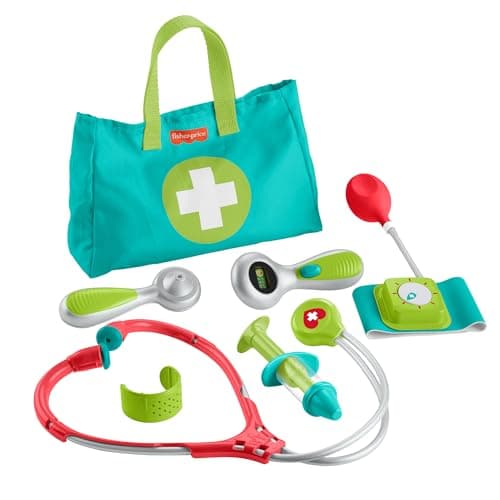 Image of Fisher-Price Preschool Pretend Play Medical Kit 7-Piece Doctor Bag Dress Up Toys for Kids Ages 3+ Years, HYH26