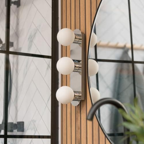 Image of ValueLights | Orbital 3 Way Chrome Wall/Ceiling Light with a Opal Glass Globe Lamp Shade | Vanity Lighting Fixtures, Home Décor & Improvement Essential | Mains Wired