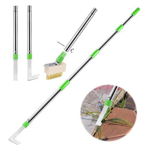 Image of Patio Weed Remover Tool with Long Handle, Weed Scraper and Weed Brush Set Combo, 60" Block Paving Weeding Tool to Remove Weeds & Moss, 3 Different Weeder Tools for Garden, Patio, Driveway, Sidewalk