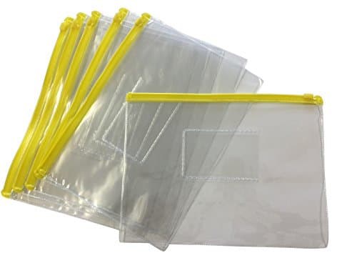 Image of Pack of 12 A5 Yellow Zip Zippy Bags - Document Clear Plastic Transparent Storage Wallet