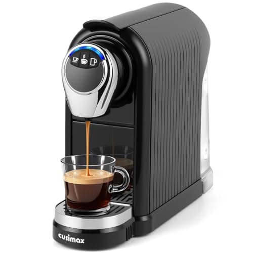 Image of CUSIMAX Coffee Machine for Nespresso Original Pods with Capsule Bin Coffee Maker, Compact Espresso Machine with 3 Coffee Programmes, 19Bar High Pressure, 0.8L, Fast Heat-Up, Energy Saving