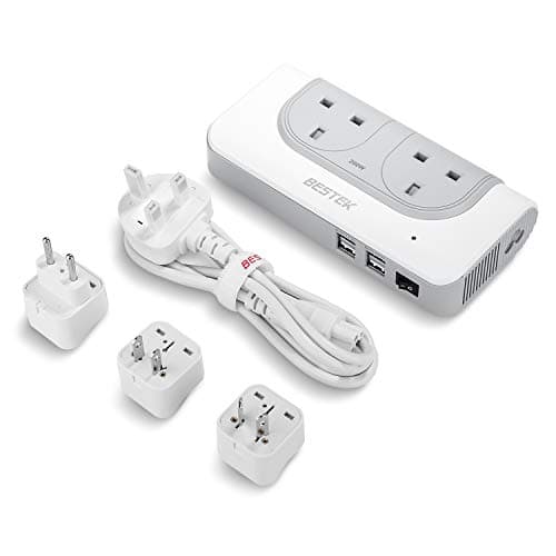 Image of BESTEK UK to USA Power Converter Travel Power Adapter 200W Step Up Transformer 110v to 240v Voltage Converter with 4 USB Ports, Grey