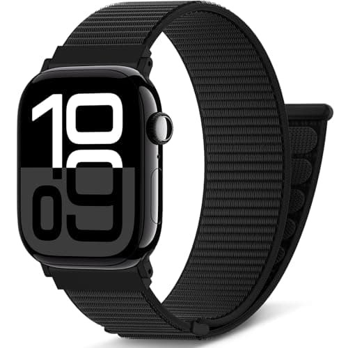 Image of DigiHero Nylon Sport Loop Compatible with Apple Watch Straps 46mm 44mm 42mm 40mm 45mm 41mm 49mm 38mm, for iWatch Series 11 10 9 8 7 6 5 4, SE Ultra 3 2 1, Black, 46mm/44mm/45mm/49mm