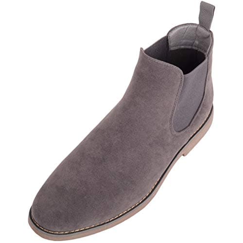 Image of ABSOLUTE FOOTWEAR Mens Smart Casual Chelsea Desert Faux Suede Ankle Boots, Dark Grey, UK 9 / EU 43