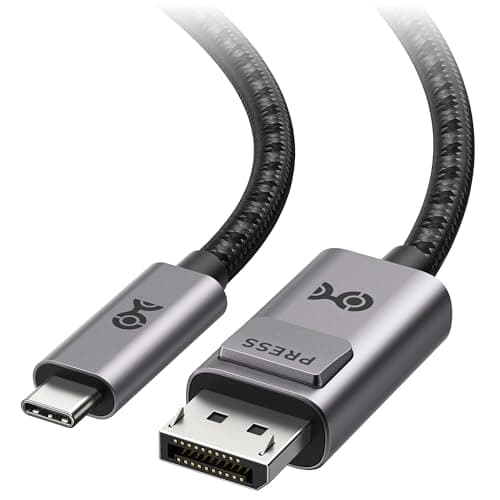 Image of Cable Matters Premium Braided USB-C to DisplayPort Cable 1.8m (USB C to DP Cable) Support 8K 60Hz in Gray- Thunderbolt 4 / USB 4 Compatible with MacBook Pro Dell XPS iPhone 15 Pro Max Plus