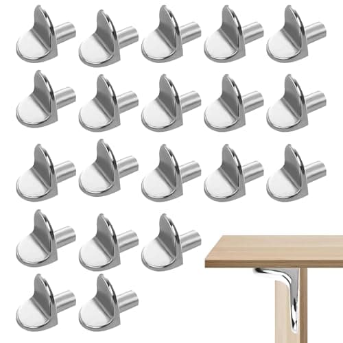 Image of 20 Pcs L-Shaped Shelf Support Pegs,L-Shaped Metal Shelf Support Pegs,5mm Wardrobe Shelf Pegs for Furniture Kitchen Cabinet Bookcase Closet Wardrobe Cupboard Wood Glass Shelves Supports