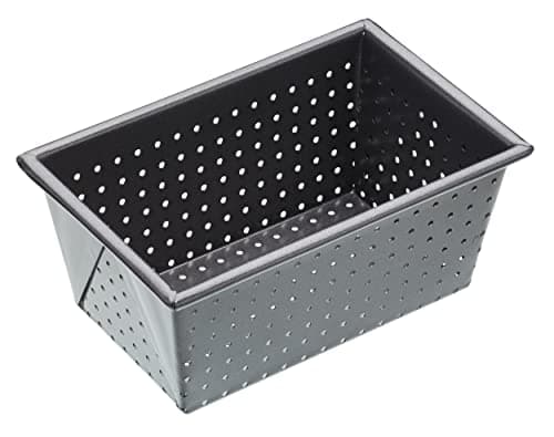 Image of MasterClass Crusty Bake 1 lb Perforated Loaf Tin with PFOA Non Stick, Robust 1 mm Carbon Steel, 15 x 9 x 7 cm Box Sided Bread Pan