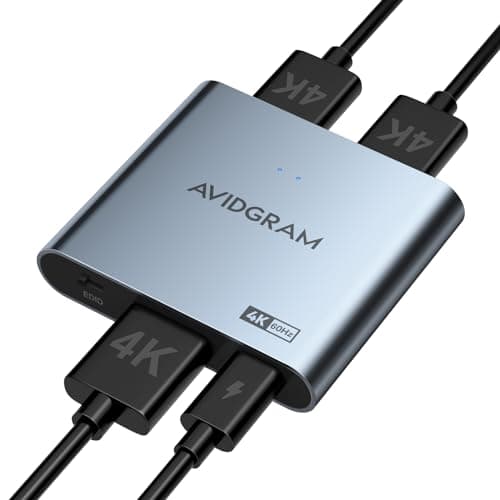Image of HDMI Splitter 1 in 2 Out 4K 60Hz 4:4:4, AVIDGRAM HDMI 2.0 Splitter 4K HDR with Copy, Downscaler, and Auto Mode Compatible with Xbox, PS4 Pro, PS5