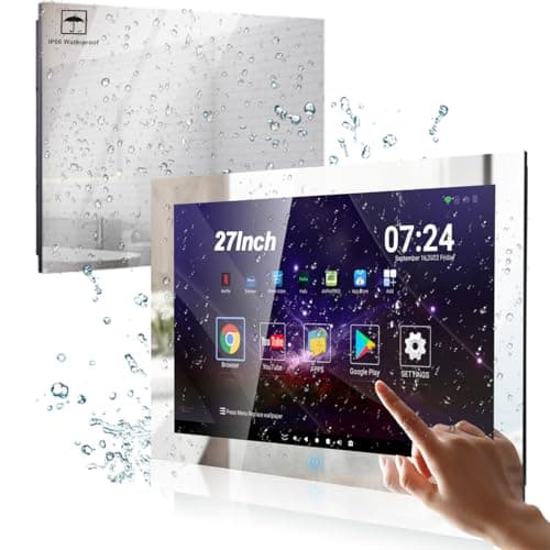 Image of Haocrown 27 inch Touchscreen Smart Bathroom Mirror TV 1080P Screen Brighten Plus IP66 Waterproof Television for Bathroom Suna gym shower room|Built in Speakers,Wi-Fi,Bluetooth,HDMI,DVB-T/T2,DVB-S/S2