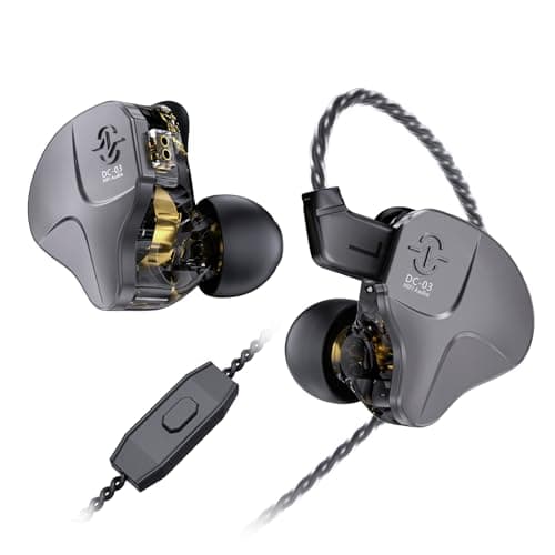 Image of Yinyoo CCZ Sonata DC03 HiFi In Ear Monitor Earphones, 10mm Magnet Dynamic Driver High-Fidelity Gaming Sports IEM Headphones Earbuds Ear Bud with 2Pin Cable for Gift PC Audiophile Singer(grey with mic)