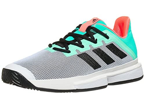 Image of adidas SoleMatch Bounce Shoe - Mens Tennis, White/Black/Semi Mint Rush, 11 UK