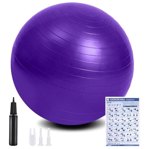 Image of flintronic Exercise Ball, Anti-brust Yoga Ball Fitness Balls, 65cm Extra Thick Swiss Balls with Hand Pump for Yoga, Pilates, Fitness
