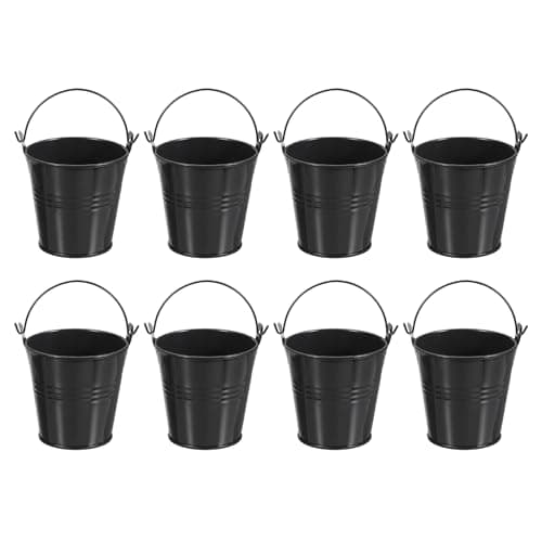 Image of PATIKIL 3"x3" Small Metal Buckets with Handle, 8 Pcs Mini Galvanized Bucket Colorful Easter Buckets for Crafts Party Favors Decoration, Black