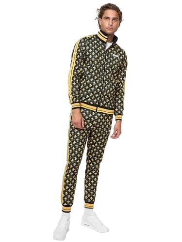Image of Lonsdale Men's Boswall Tracksuit, Black/Yellow/White, L