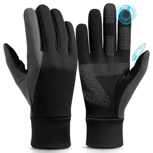 Image of OZERO Winter Running Gloves Touchscreen for Men Women, Thermal Warm Windproof Water Resistant Anti Slip Glove for Cycling Ski Biking Driving Hiking Gloves for Men's Women's - Black (M)