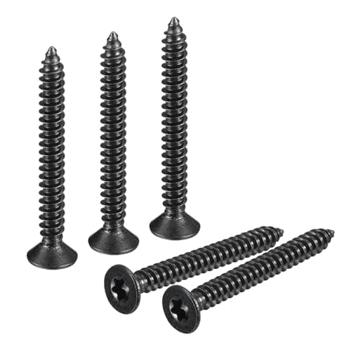 Image of sourcing map #8 x 1-1/2-inch Flat Head Torx/Star Wood Screws, 100 Pcs 304 Stainless Steel, Full Threaded, Black Coated, Self-Tapping Screws Fit T20 Bit for Wood, Plastic and Soft Metal