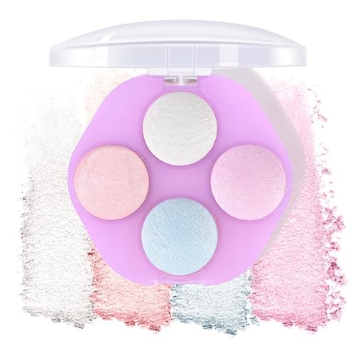Image of KYDA 4 Colors Baked Makeup Palette, All-in-one Baked Palette Include Blush, Highlighters and Eyeshadows, Creating Natural Makeup Look, Portable, Highly Colored and Long-lasting Wearing-Multicolored