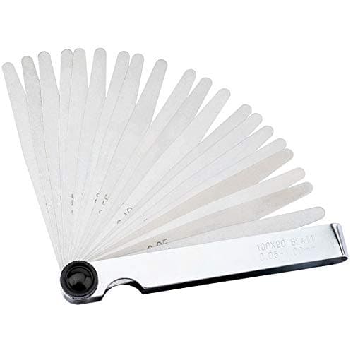 Image of Draper 20 Blade Feeler Gauge Metric Set | 0.05 to 1mm | 100mm Length | Plated Steel Case | 51701