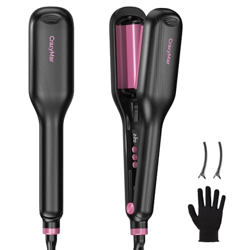 Image of CrazyMar Hair Waver Crimper with Smart Timers - Hair Curler with 15s Rapid Heat,80M Ionic Deep Waver Curling Iron, Anti-Scald Shell for Effortless Beach Waves on All Hair Types,Dual Voltage,25mm
