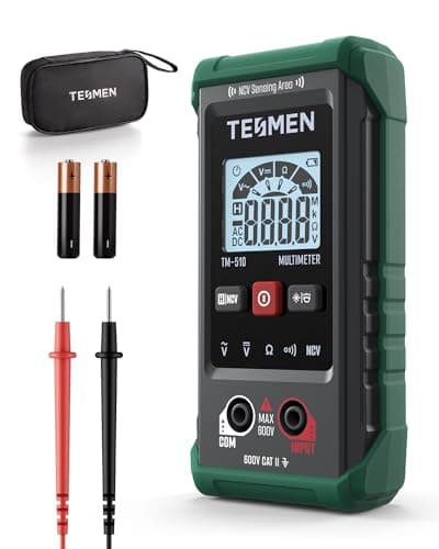 Image of TESMEN TM-510 Digital Multimeter, 4000 Counts, Smart measurement, Auto-Ranging Voltage Tester; Voltmeter with Non-Contact Voltage Function, Measures AC/DC Voltage, Resistance, Continuity – Green