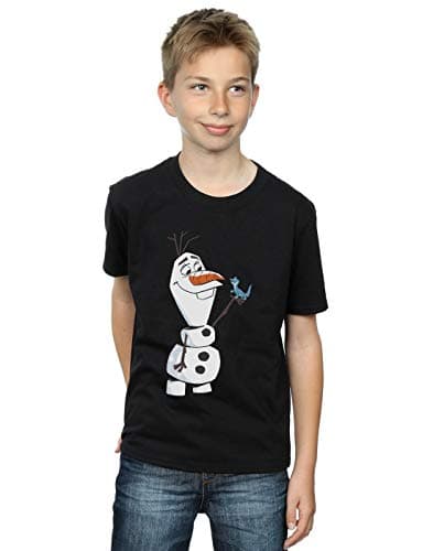 Image of Disney Boys Frozen 2 Olaf and Salamander T-Shirt Black 7-8 Years