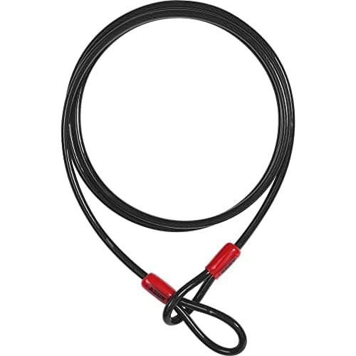 Image of ABUS Cobra 8 loop cable - steel cable coated with plastic - security for bicycle and motorbike accessories - 2.5 metres long, 8 mm thick, black