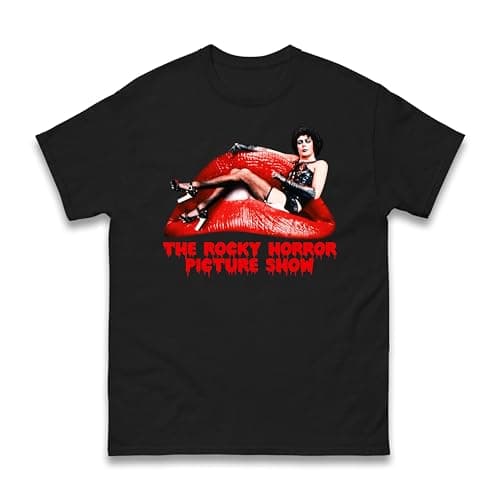 Image of The Rocky Horror Picture Show T-Shirt - Funny Halloween Costume Scary Horror Lips Party Fancy Dress for Men Women Kids Adults Unisex Tee Top (Black, 3XL)