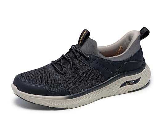 Image of Skechers Men's Arch Fit Crosser Emeric Slip-On Sneakers, Black Knit/Synthetic, 10 UK