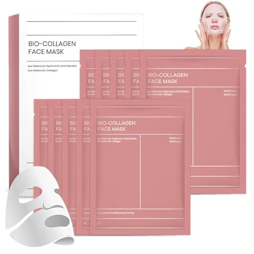 Image of 10 Pcs Bio Collagen Face Mask, Bio-Collagen Real Deep Face Mask, Hydrogel Overnight Masks, Deep Moisturizing, Pore Minimizing, Elasticity & Wrinkle Improvement, Glass Skin Glow