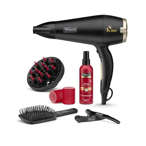 Image of TRESemme Keratin Smooth Volume Shine Hair Dryer & Diffuser Gift Set - 2200W Powerful Blow Dryer, Heat Protection, Paddle Brush, Accessories, Black, 5543BU