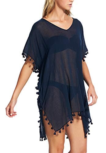 Image of Seafolly Women's Amnesia Kaftan Swimwear Cover-Ups, Beach Basics Indigo, One Size