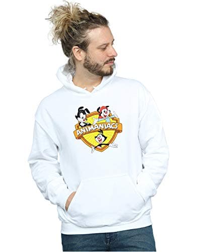 Image of Absolute Cult Animaniacs Men's Logo Crest Hoodie White Small