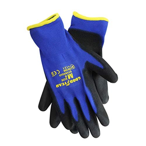 Image of 6 X Goodyear Nylon PU Coated Safety Work Gloves Garden Grip Men Builder Gardening Mechanics Cut Tear Resistant Puncture EN388 4131 and CE Cat II certification - Medium