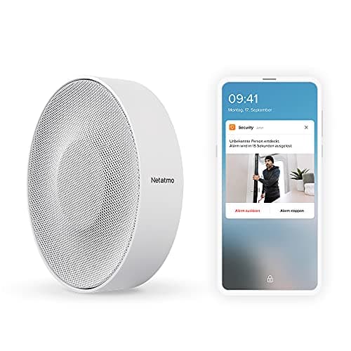 Image of Netatmo NIS01-DE Smart Indoor Alarm Siren, Wireless, Wi-Fi, 110 dB, Automatic Activation/Deactivation, No Subscription, Battery, Accessories