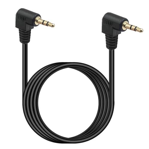 Image of HTGuoji Short 3.5mm Right Angle Cable, Gold Plated 90 Degree 3.5 Male to Male Audio Stereo Jack Plug Car Aux 3-Pole TRS (1 meter)