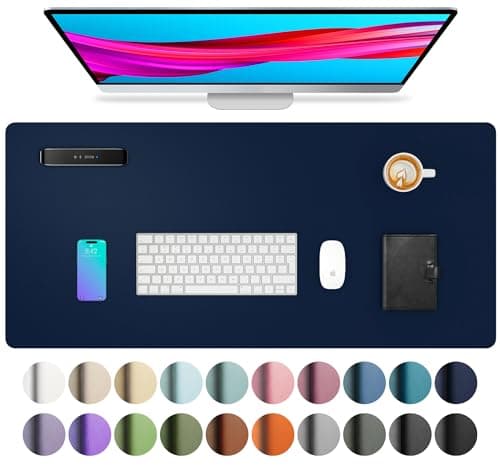 Image of Aothia Office Mat, Mouse Pad, Office Mat, 80x40cm, Non-Slip PU Leather Desk Blotting Protector Laptop Desk Protector for Home and Office (Dark Blue)