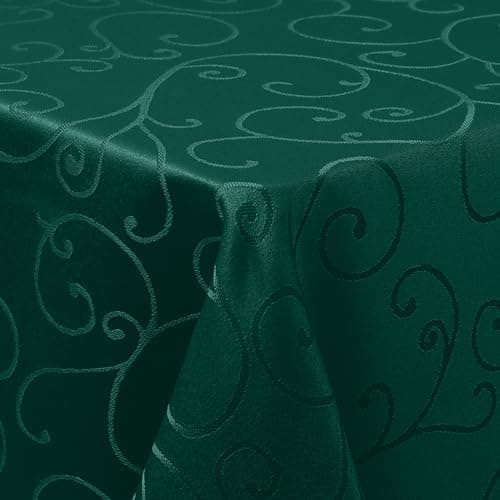 Image of Homaxy Table Cloth Rectangular 100x140 cm, Washable Polyester Jacquard Tablecloth, Dust-Proof Table Cover for Kitchen Dinning Indoor Decoration, Dark Green