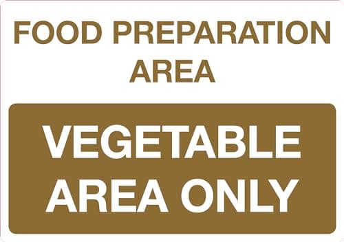 Image of Food Preparation Area Vegetable Only Self-Adhesive Kitchen Sign, 210mm x 148mm