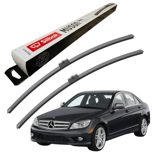 Image of Silbak Windscreen Wipers, fits for MERCEDES C-CLASS (12/2008-04/2013) Front Wiper Blades, 600mm/600mm