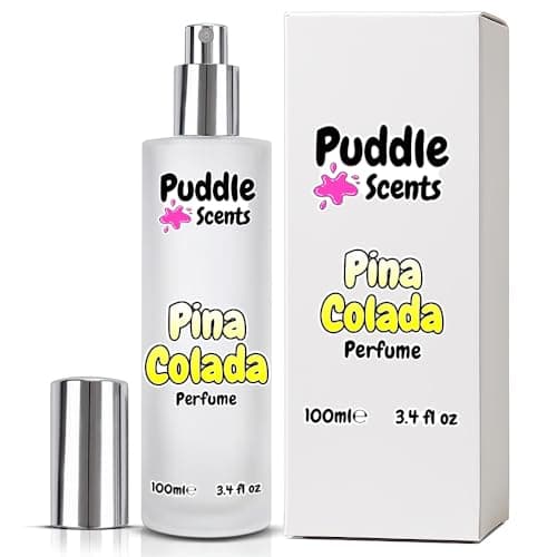 Image of Pina Colada Perfume Spray - 100ml Parfum in Frosted White Glass Bottle - Fruity Scent - Branded Gift Box - Vegan Friendly - Puddle of Wax - Made in the UK
