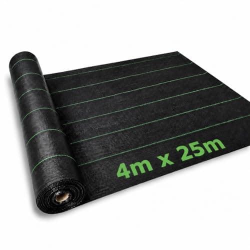 Image of ANSIO Heavy Duty Weed Membrane 4m x 25m – Garden Weed Control Fabric, UV Stabilised Ground Cover, Breathable Landscape Fabric for Patios, Flower Beds, Driveways & Landscaping