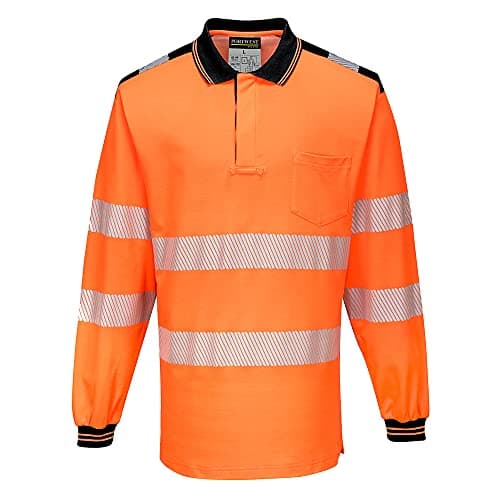 Image of Portwest PW3 Hi-Vis Polo Shirt L/S, Size: M, Colour: Orange/Black, T184OBRM