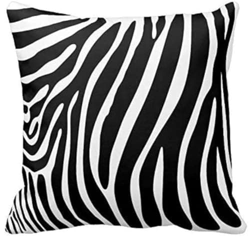 Image of Black and White Zebra Print Stripes Animal Print Throw Pillow Case Decor Cushion Cover 18x18 Inch Square Two Sides