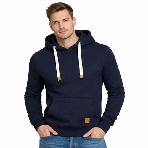 Image of Blu Apparel Mens OH Overhead Pullover Fleece Hoodie OH Hoody Hooded Sweatshirt Grey Black (Large, Navy)