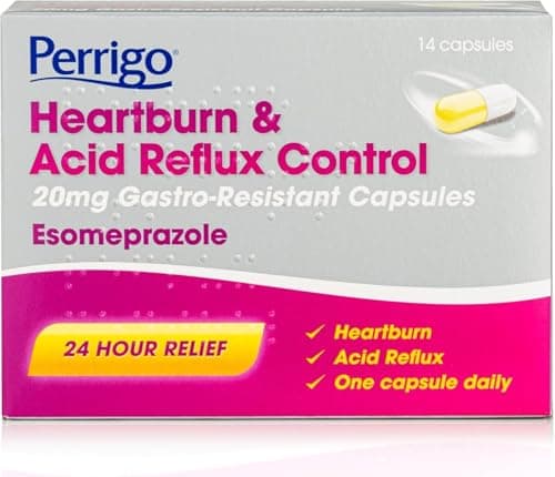 Image of Esomeprazole 20mg Heartburn & Acid Reflux Control – 24-Hour Acid Reducer for Indigestion & Heartburn – Fast-Acting, Delayed-Release Capsules – Reduces Stomach Acid 14 Count