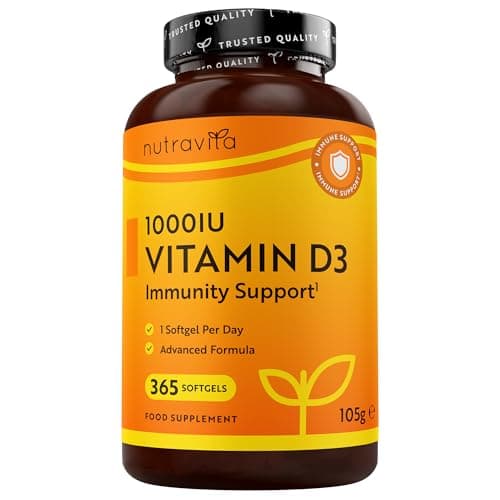 Image of Nutravita Vitamin D 1000 IU (25μg) – 365 VIT D Softgel Capsules Full Year Supply – for Maintenance of Healthy Immune System, Muscles, Bones & Teeth – Vitamin D3 Cholecalciferol – Made in The UK