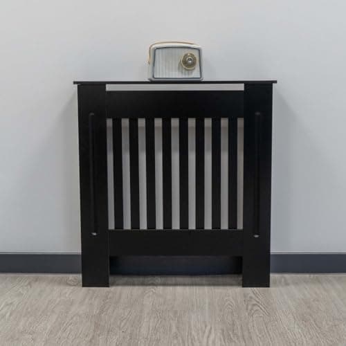 Image of Airwave Radiator Cover Vertical Line Style Painted MDF Black Radiator Heating Covers (Small)